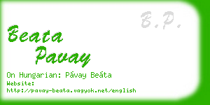 beata pavay business card